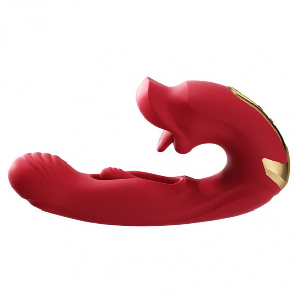 MizzZee - Lip Language Suction Tongue Lick Slap Vibrator (Chargeable - Red Rose)